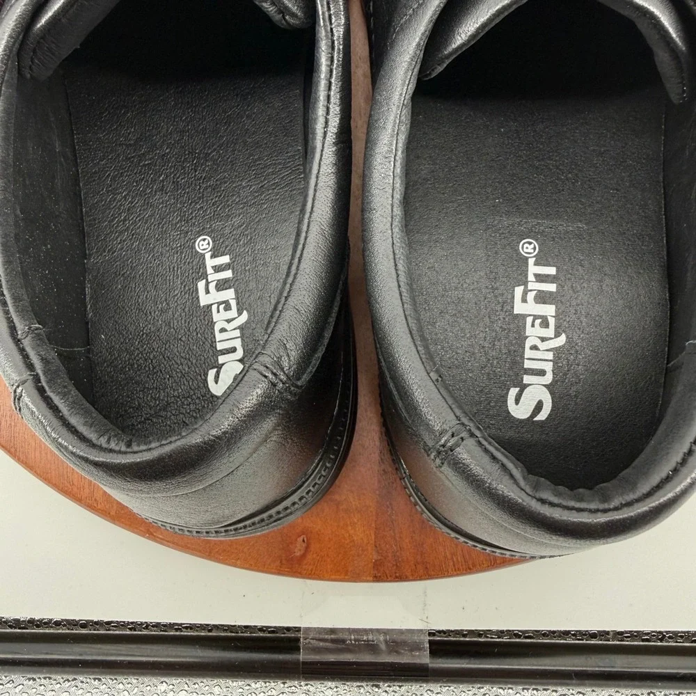 SureFit London Black‎ Leather Wide Hook Loop Strap Comfort Shoes Men's 13 WIDE